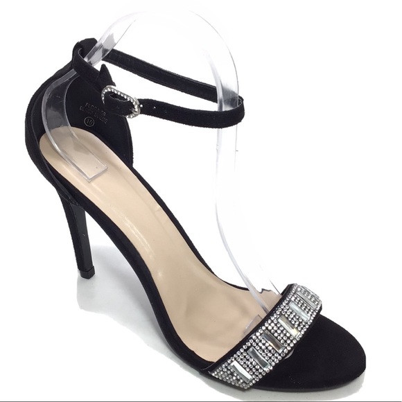 Lov Mark Black Suede Open Toe Heeled Sandals - Picture 2 of 12